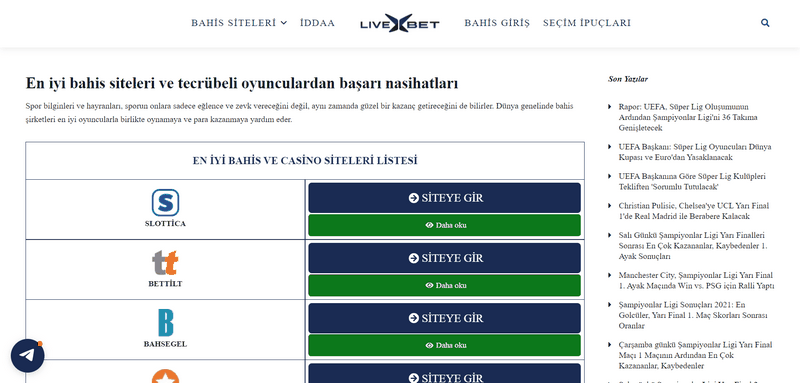Livexbet - Türkiye'deki bahisçilerin sıralaması. Nasıl kazanan olunacağını öğrenin